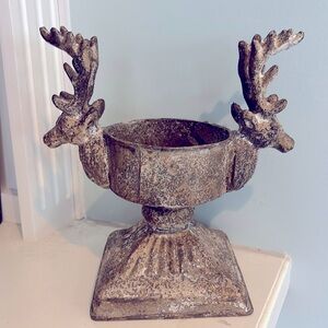 Rustic Large Deer Head Candle Holder votive Metal reindeer Christmas